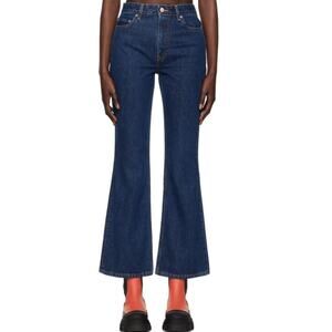 new GANNI high rise 100% organic denim non stretch Betzy jeans Dark Blue Stone